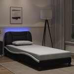 vidaXL Cadre de lit avec LED sans matelas noir et blanc 90x200 cm