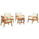 Ensemble Bistro 5 Pièces vidaXL avec Coussins en Bois d'Acacia Solide