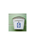 THIRARD - Plaque de signalisation 6  marquage blanc sur fond bleu  panneau PVC adhésif  65x90mm - THIRARD