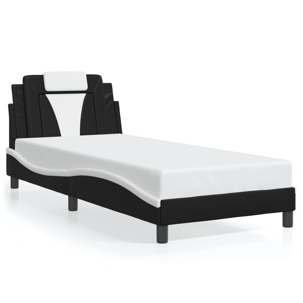 vidaXL Cadre de lit sans matelas noir et blanc 90x190 cm similicuir