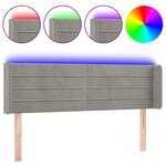 vidaXL Tête de lit à LED Gris clair 147x16x78/88 cm Velours