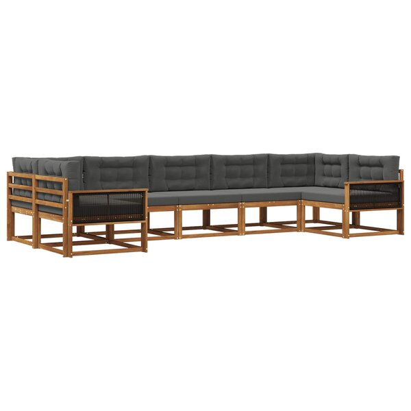 vidaXL Ensemble de canapés d'extérieur 7 pc Naturel et Anthracite