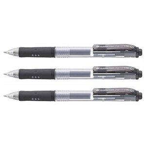 Stylo roller à encre gel Hybrid Gel Grip K157  noir x 3 PENTEL