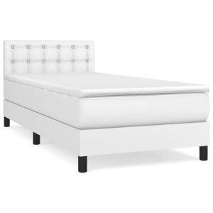 vidaXL Sommier à lattes de lit avec matelas Blanc 100x200cm Similicuir
