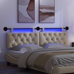 vidaXL Tête de lit suspendue Avec lumière LED Crème Tissu