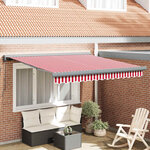 vidaXL Auvent Rétractable Rouge et Blanc 350 x 250 cm Tissu et Métal