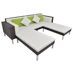 vidaXL Salon de jardin 4 Pièces avec coussins Résine tressée Marron
