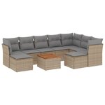 vidaXL Salon de jardin avec coussins 10 Pièces beige résine tressée