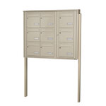 Bloc collectif Leabox  3x3  grade 3  simple face  extérieur  fixation sur pieds à sceller   ivoire ral 1015  finition brillante