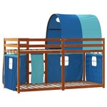 vidaXL Lit superposé sans matelas bleu 75x190 cm bois de pin massif