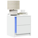 vidaXL Armoires de chevet et lumières LED 2Pièces blanc bois d'ingénierie