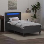 vidaXL Cadre de lit avec bandes LED Gris 90 x 190 cm Simili cuir