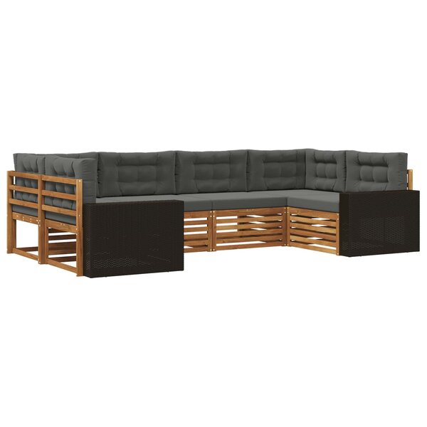 vidaXL Ensemble de canapés d'extérieur 6 pc Naturel et Anthracite