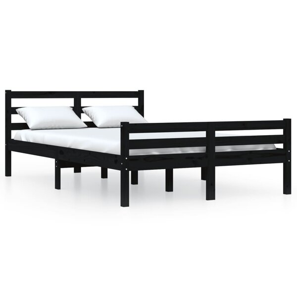 vidaXL Cadre de lit Noir Bois massif 120x200 cm
