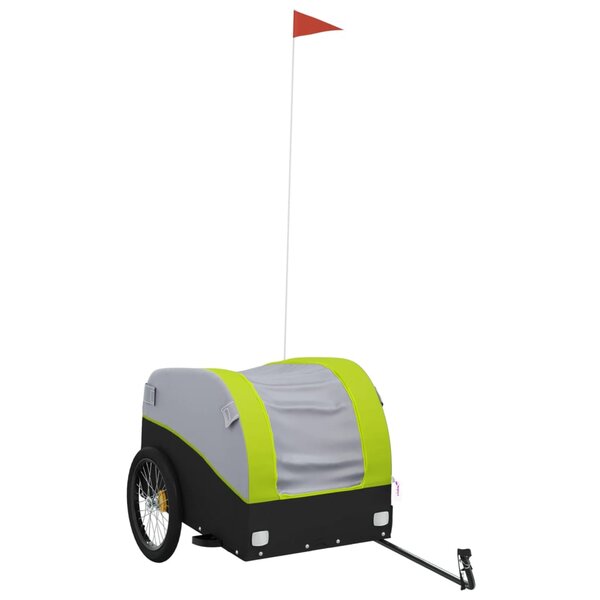 vidaXL Remorque de vélo noir et vert 45 kg fer