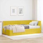vidaXL Cadre de lit d'angle avec matelas Jaune 100 x 200 cm Velours