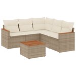 vidaXL Salon de jardin avec coussins 6 Pièces beige résine tressée