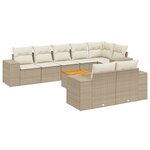 vidaXL Salon de jardin avec coussins 9 Pièces beige résine tressée