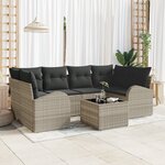 vidaXL Ensemble de canapé de jardin 7 pièces avec coussins gris clair en poly rattan