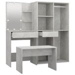 vidaXL Ensemble de coiffeuse avec LED Gris béton Bois d'ingénierie