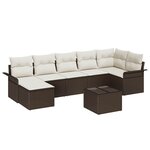 vidaXL Ensemble de canapé de jardin 8 Pièces Marron Poly rotin
