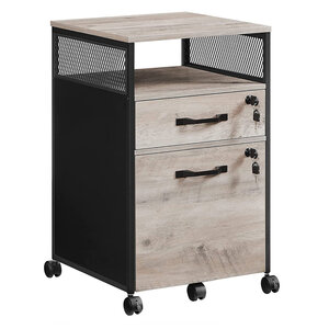 Caisson de bureau avec 2 tiroirs verrouillables meuble de rangement de bureau avec roulettes 41 x 44 x 66 cm compartiment ouvert cadre en acier style industriel gris 12_0004811