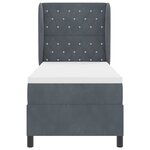 vidaXL Lit à ressorts avec matelas Gris foncé 200 x 80 cm Polyester