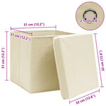 vidaXL Boîtes de rangement à couvercles 10 Pièces Crème 32x32x32 cm Tissu