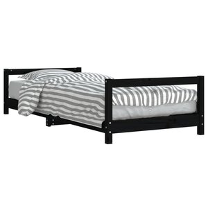 vidaXL Cadre de lit pour enfants noir 90x200 cm bois de pin massif