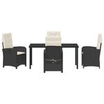 vidaXL Ensemble de salle à manger de jardin 5 Pièces avec coussins en rattan noir