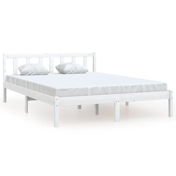 vidaXL Cadre de lit sans matelas blanc bois de pin massif