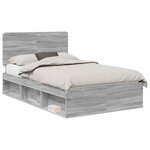 vidaXL Cadre de lit Gris Sonoma 135 x 190 cm Pin massif