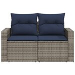 vidaXL Canapé de jardin 2 places avec coussins gris résine tressée