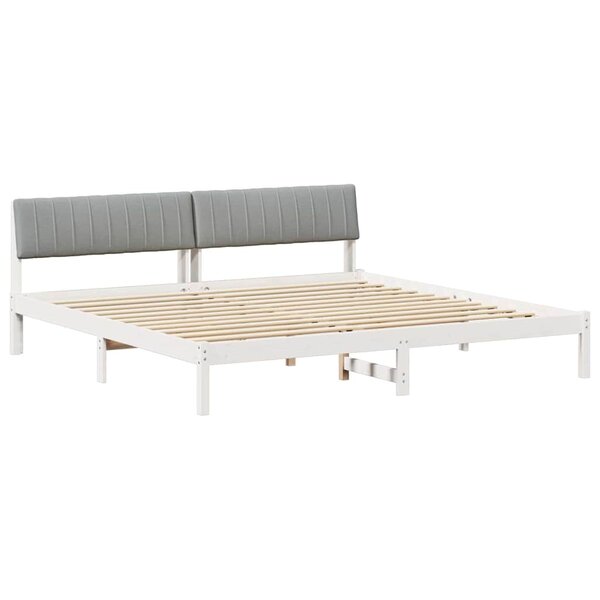 vidaXL Cadre de lit avec tête de lit Blanc et gris clair 200 x 200 cm