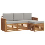 vidaXL Ensemble de canapés d'extérieur 4 pc Gris Naturel et Clair
