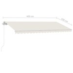 vidaXL Auvent manuel rétractable avec LED 400x350 cm Crème