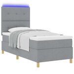 vidaXL Lit à ressort LED avec matelas Gris clair 90 x 200 cm tissu