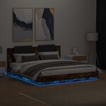 vidaXL Cadre de lit avec LED sans matelas chêne fumé 200x200 cm