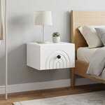 vidaXL Cabinet de chevet mural 2 pc Blanc brillant 33 x 34 5 x 20 cm