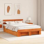 vidaXL Cadre de lit Marron cire 140 x 200 cm Bois massif en pin