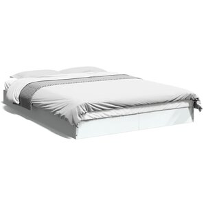 vidaXL Cadre de lit sans matelas blanc 135x190 cm bois d'ingénierie