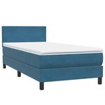vidaXL Sommier à lattes de lit et matelas bleu foncé 90x210 cm velours