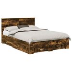 vidaXL Cadre de lit Chêne fumé 140 x 190 cm Bois d'ingénierie