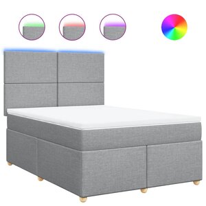 vidaXL Sommier à lattes de lit avec matelas Gris clair 160x200cm Tissu