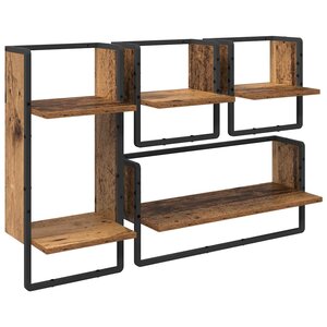 vidaXL Ensemble d'étagères murales 4 Pièces Bois Ancien 65 x 25 x 30 cm