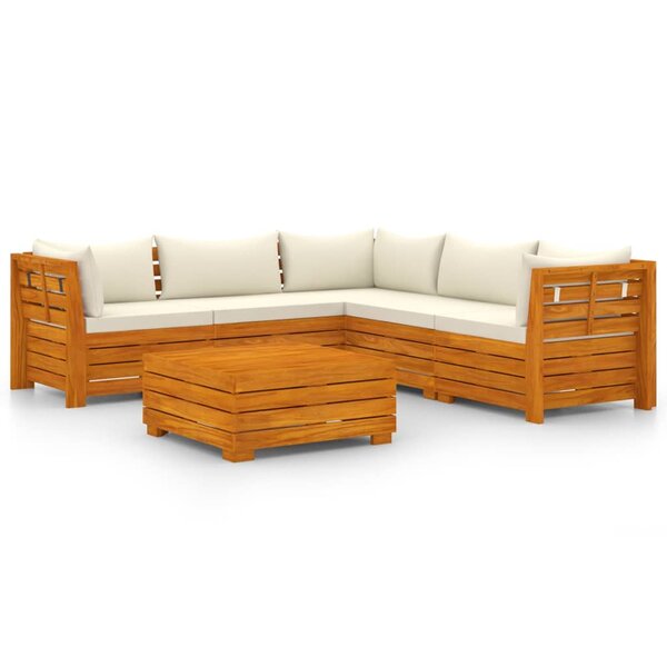 Salon de jardin meuble d'extérieur ensemble de mobilier 6 pièces avec coussins bois d'acacia solide 02_0016654
