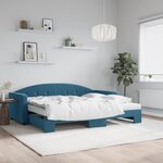vidaXL Lit de jour avec lit gigogne et matelas bleu 90x200 cm velours