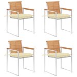 vidaXL Chaises de jardin lot de 4 avec coussins Bois de teck massif