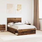 vidaXL Cadre de lit avec tiroir Bois ancien 135 x 190 cm Pin massif