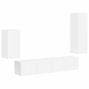 vidaXL Ensemble meuble TV 4 Pièces Blanc brillant Bois d'ingénierie